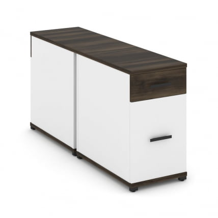 Тумба двухсторонняя опорная приставная с ящиком и распашным фасадом CОНCЕПТ CН.ДТГО-005 Б/В Дуб Мали Белый бриллиант Черный / CONCEPT CN.DTGO-005 B/W_0