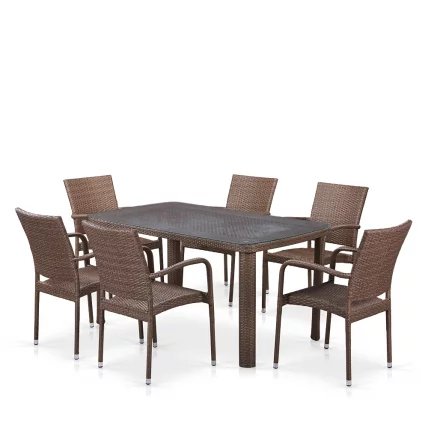 Комплект плетеной мебели Т51А/Й376-В773-150кс85 6Пcс Бровн / T51A/Y376-W773-150x85 6Pcs Brown_0