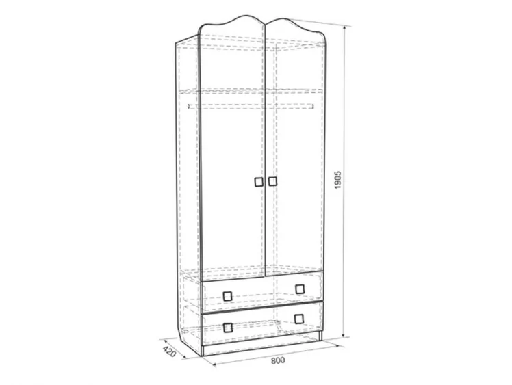 Шкаф комбинированный с ящиками двухстворчатый Фэнтези МДФ-01 Белый рамух / MDF-01_1