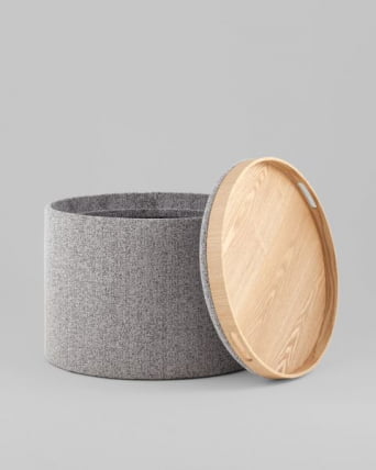 Пуф с ящиком Хюгге Л букле серый / L_3