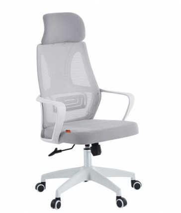 Кресло руководителя CХАИРМАН CХ636 ткань/сетка серый, белый пластик (М) / CHAIRMAN CH636 (M)_0