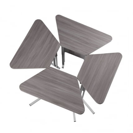 Парта одноместная трапециевидная столешница (рост 3-7) Белая ЛДСП/Серая кромка/Металл Серый_3