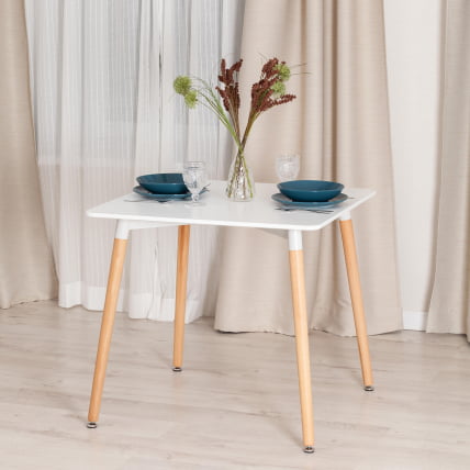 Стол ДЖОХН (мод. Т1003) МДФ/дерево, 80 х 80 х 75 см , Вхите (Белый) / Натурал (натуральный) / JOHN (mod. T1003) White Natural_4