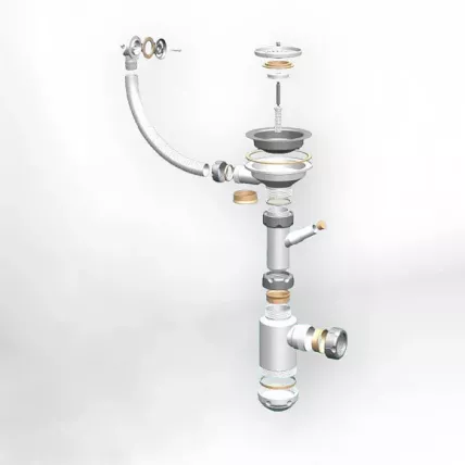 Сифон ГРАНД 3 1/2 с круглым переливом и винтом металл. с отводом (С.Н. 311-11-24) / GRAND_1