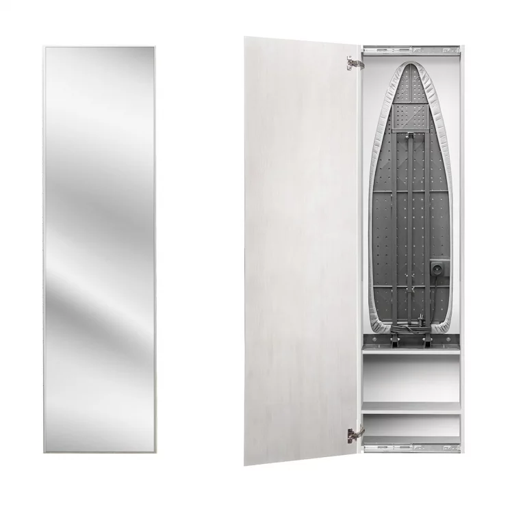 Шкаф со встроенной гладильной доской Ирон Бокс Принт (левый) Беленый дуб / Iron Box Print_0