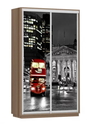 Шкаф-купе двухдверный Экспресс Дуо 1400х2200х Лондон/Ясень шимо тёмный / 1400х2200h_0