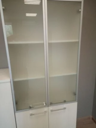 Шкаф высокий со стеклом ГЛОСС ЛИНЕ 9НШ.005.19 Иворй / GLOSS LINE Ivory_2