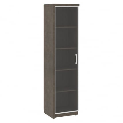 Шкаф узкий со стеклянной дверью левый ВООД&СТОНЕ СФ-534581 Бетон Чикаго темный Дрифтвуд / WOOD&STONE_0