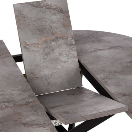 Стол МАНЗАНА ЛДСП/ХПЛ/металл, 100 х 100+30 х 75 см, Агат серый/черный / MANZANA ЛДСП/HPL/металл,_9