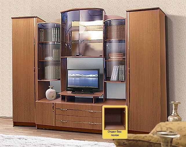 Стенка Александра 6 ЛДСП с молдингом, Вишня Оксфорд_7