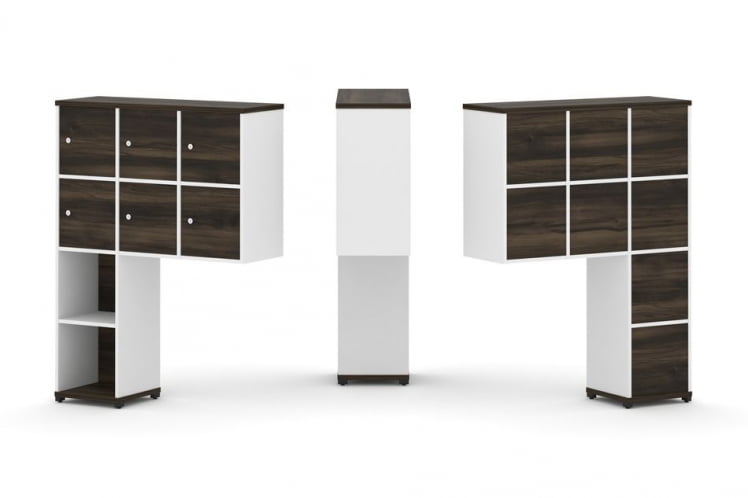 Надставка на стол высокая односторонняя + задняя стенка (8 шт.) + распашной фасад (6 шт.) CОНCЕПТ CН.ОНВ-008 Дуб Мали Белый бриллиант Черный металл / CONCEPT CN.ONV-008_0