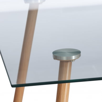 Стол СОПХИА (мод. 5003) металл/стекло (8мм), 110 х 80 х 75 см, бук/прозрачный / SOPHIA (mod._3