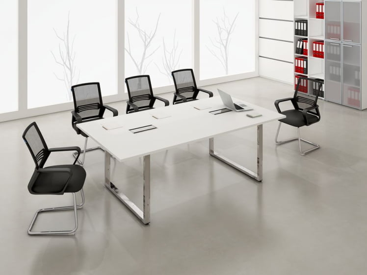 Стол системы БЭНЧ, переговорный, начальный ГЛОСС ЛИНЕ НСПН-О.926 Белый Премиум / GLOSS LINE_1