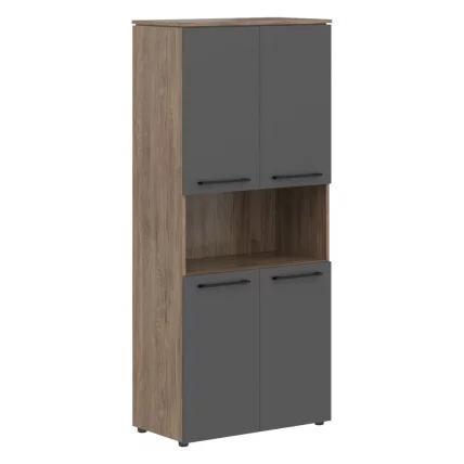 Шкаф с 2-мя комплектами глухих малых дверей МОРРИС ТРЕНД МХC 85.4 Антрацит Кария Пальмира / MORRIS TREND MHC_0