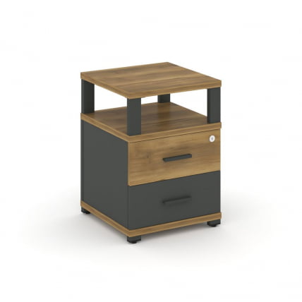 Тумба приставная с 2-мя ящиками и надставкой CОНCЕПТ CН.ТУП-002 Б/В Сандал Янтарный Антрацит / CONCEPT CN.TUP-002 B/W_0