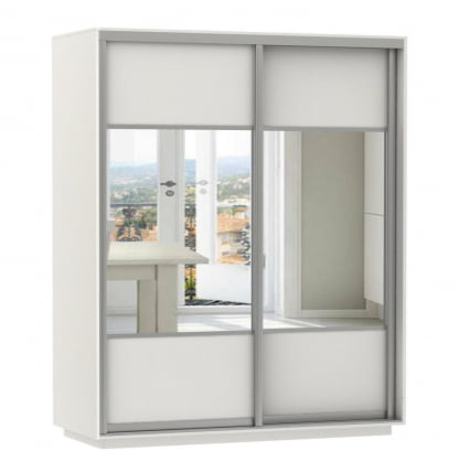 Шкаф-купе двухдверный Экспресс Дуо Комби 1600х2400х Белый снег / 1600х2400h_0