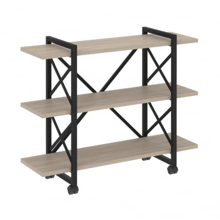 Стеллаж на колесных опорах - 3 полки ЛОФТ  ВР.Л-МСТ.К-3.8В Металл черный Дуб Аттик / LOFT VR.L-MST.K-3.8V_0