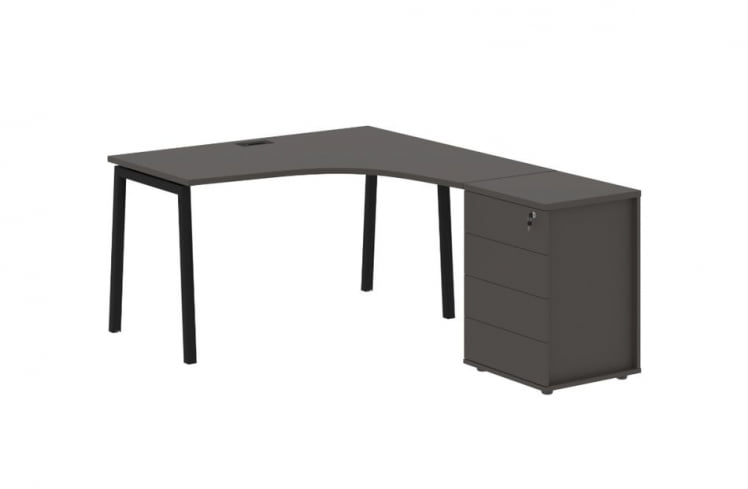 Стол эргономичный с тумбой (правый) ЕДИС ЕЛCЕТ 1318 Р Мокко Черный / EDIS ELCET R_0