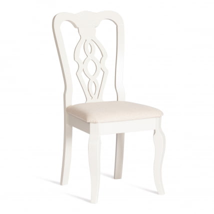 Стул Афродита/ Апхродите дерево гевея, 46х54х99см, Иворй вхите, ткань кремовая с рисунком (А04) / Aphrodite Ivory white,_0