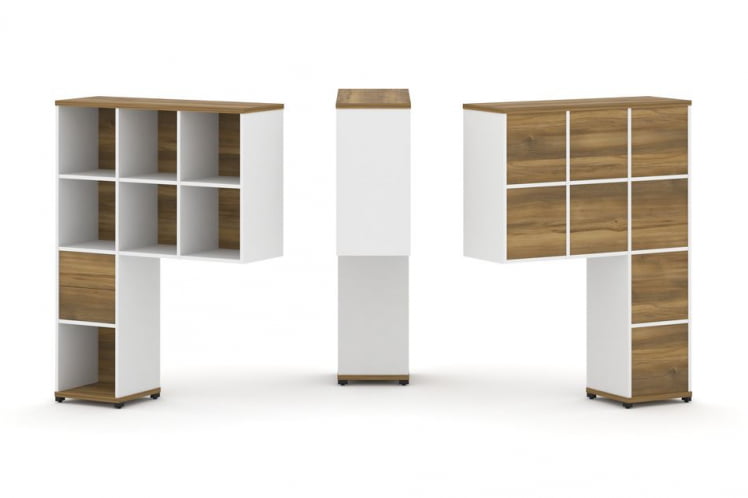 Надставка на стол высокая односторонняя + задняя стенка (8 шт.) + блок с 2-мя ящиками (1 шт.) CОНCЕПТ CН.ОНВ-002 Сандал Янтарный Белый бриллиант Черный металл / CONCEPT CN.ONV-002_0