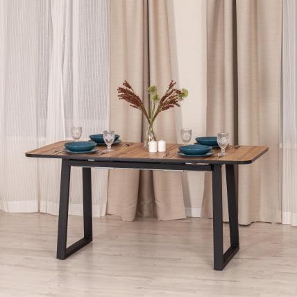 Стол МАЛТИДО ЛДСП/ХПЛ/металл, 130 х 75+30 х 75 см, Агат серый/черный / MALTIDO ЛДСП/HPL/металл,_11