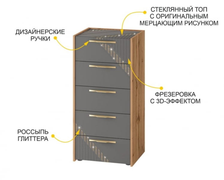 Комод Монако 902.19 Дуб Вотан Оникс Графит_2