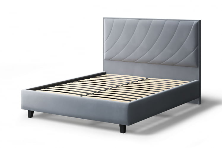 Кровать СОФИЯ 2000*1600мм (на опорах), велюр НЕО 25 (серый), (б/основания, б/матраса) / NEO_1