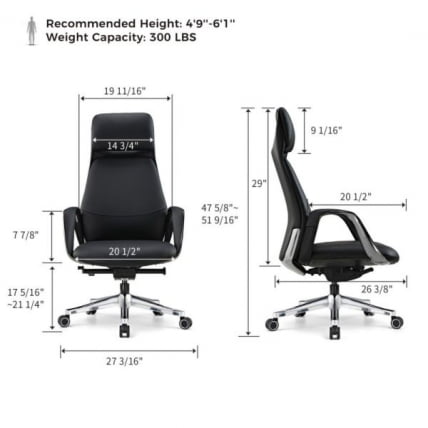 Эргономичное кресло руководителя Еурека ОC07 СЕРЕНЕ (Наппа кожа), черное / Eureka OC07 SERENE (Nappa_5