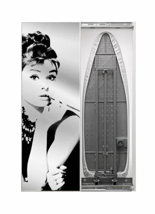 Шкаф со встроенной гладильной доской Ирон Слим Принт (левый, купе) Венге / Iron Slim Print_0