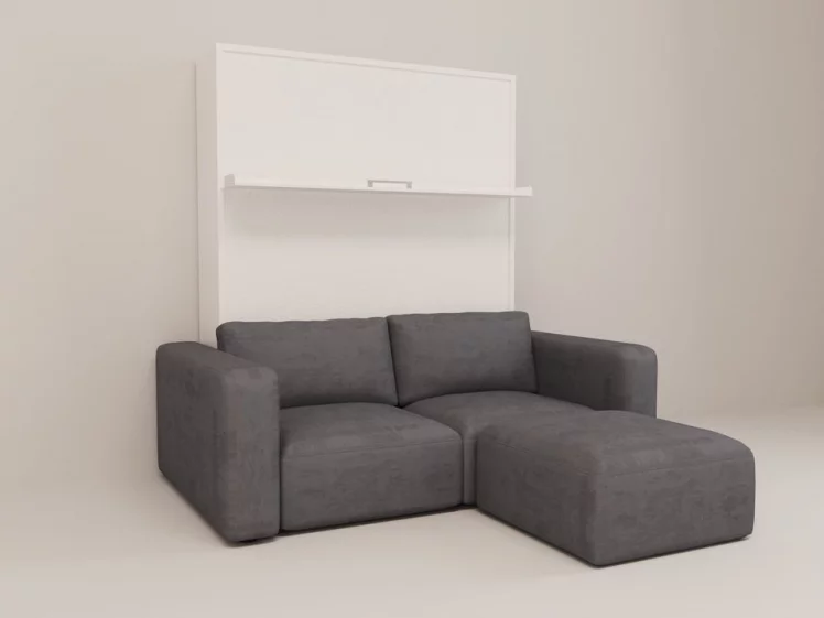 Диван-кровать трансформер Смарт 1 с пуфом К 1400 Белая шагрень_2