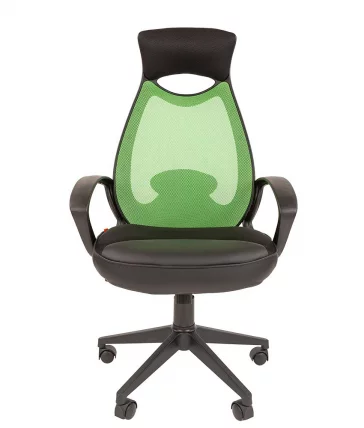 Кресло для руководителя CХАИРМАН 840 блаcк Сетчатый акрил/зеленый / CHAIRMAN black_1