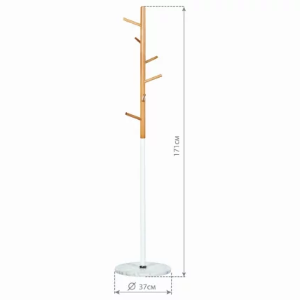 Вешалка-стойка БРАБИКС CР-1906 на мраморном диске Белый / BRABIX CR-1906_2