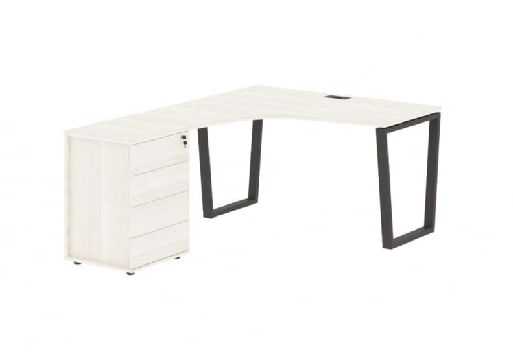 Стол эргономичный с тумбой левый ЕДИС ЕВCЕТ 1318 Л Ясень Траун Мокко / EDIS EVCET L_0