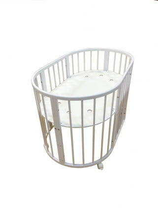 Кровать-трансформер с двумя матрасами и маятником Меррй Хаппй Мини матовая Слоновая кость (3 в 1) / Merry Happy Mini_0