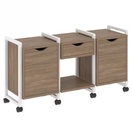Тумба на колесных опорах наборная. Вариант №7 ЛОФТ ВР.Л-ТН-7.К Металл белый Дуб Аризона / LOFT VR.L-TN-7.K_0