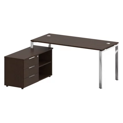 Стол рабочий руководителя с опорной тумбой левый МЕТАЛ СЙСТЕМ ДИРЕCТ БГ.СРТ-4.7 Л Венге Цаво / METAL SYSTEM DIRECT_0