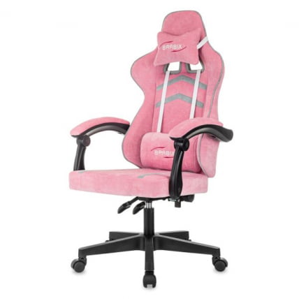 Кресло компьютерное БРАБИКС Шоотер ГМ-123, 2 подушки, ткань, розовое/серое / BRABIX Shooter GM-123,_3