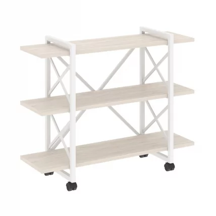 Стеллаж на колесных опорах - 3 полки ЛОФТ  ВР.Л-МСТ.К-3.8В Металл белый Денвер светлый / LOFT VR.L-MST.K-3.8V_0