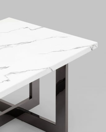 Журнальный столик Нэйтан 122*61 белый мрамор сталь Темный хром_2