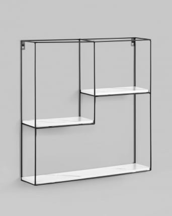 Полка Скуаре черная Белый мрамор / Square_2