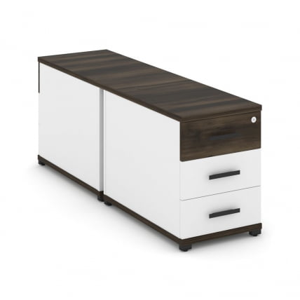 Тумба двухсторонняя опорная приставная с 3-мя ящиками CОНCЕПТ CН.ДТГО-001 Б/В Дуб Мали Белый бриллиант Черный / CONCEPT CN.DTGO-001 B/W_0