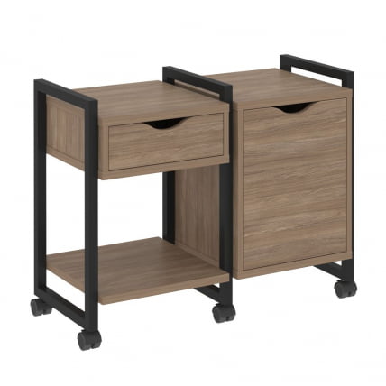 Тумба на колесных опорах наборная. Вариант №3 ЛОФТ ВР.Л-ТН-3.К Металл черный Дуб Аризона / LOFT VR.L-TN-3.K_0
