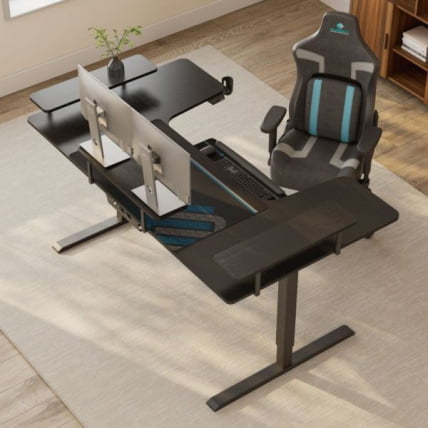 Стол для компьютера (для геймеров) У-образной формы с электрической регулировкой по высоте и трансформируемыми полками Еурека У-71 / U-образной Eureka U-71_18