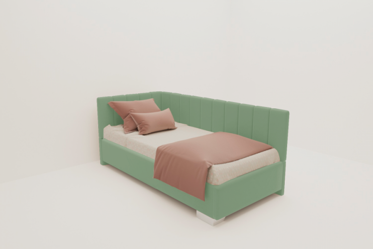 ДЕТСКАЯ МЯГКАЯ ИНТЕРЬЕРНАЯ КРОВАТЬ ТЕРРА БЕЗ ОСНОВАНИЯ (БЕРХОУСЕ) Материал фасада: Металл/Велюр; Спальное место: 1200х1900; Цвет: Мятный / (BERHOUSE)_0