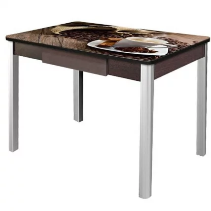 Стол нераздвижной с ящиком 1,0 Триумф, СТЕКЛО, опоры полуовал ХРОМ, Венге/Р012_78983 / Венге/R012_78983_0