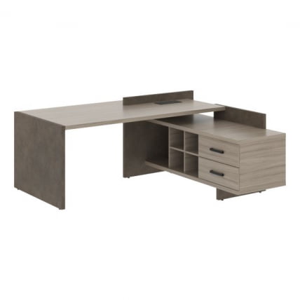 Стол руководителя левый ВООД&СТОНЕ СФ-531211 Дрифтвуд Бетон Чикаго темный / WOOD&STONE_1