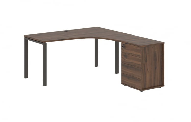 Стол эргономичный с тумбой правый ЕДИС ЕУCЕТ 1518 Р Дуб Денвер темный Мокко / EDIS EUCET R_0