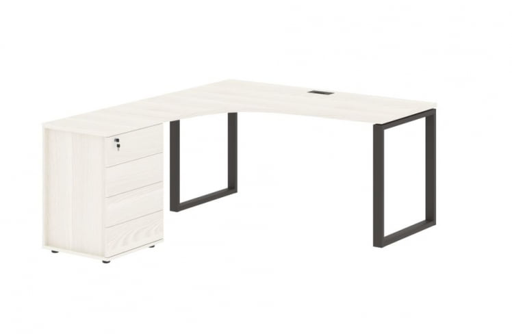 Стол эргономичный с тумбой левый ЕДИС ЕКCЕТ 1518 Л Ясень Траун Мокко / EDIS EQCET L_0