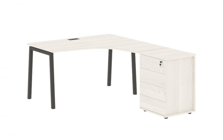 Стол эргономичный с тумбой (правый) ЕДИС ЕЛCЕТ 1318 Р Ясень Траун Мокко / EDIS ELCET R_0