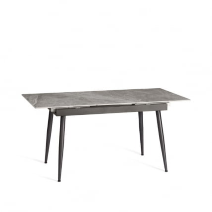 Стол обеденный Балморал / Балморал столешница керамика (глянцевая) / опоры металл, серый/черный, (120+40)х80х75 см / Balmoral_11